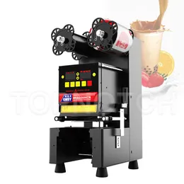 Kommersiell Automatisk bubbla Boba Tea Coffee Plastic Cup Sealing Machine