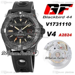 2021 GF V4 44mm V1731110 ETA A2824 Reloj automático para hombre Caja de titanio Esfera negra Goma Super Edición PTBL Puretime A02