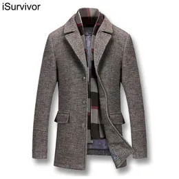 iSurvivor Men Winter Thick Cotton Wool Jackets Coats Male Casual Fashion Slim Fit Large Size Nylon Jaqueta Outwear 211126