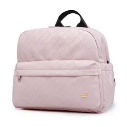 Soboba Fashionable Plaid Pink Diaper Bag for Mommies Large Capacity Well-Organized Space Maternity Backpack for Strollers 211025