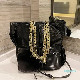 Дизайнерские - женские тканые сумки для покупок Винтажная черная цепь сумка классическая золотая цепочка мода плеча кошелек мессенджер сумка