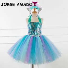 Summer Girl Halloween Cosplay Dress Sling Arcobaleno Tutu Cartoon Scale Princess Party Perform Abbigliamento per bambini E3450 210610