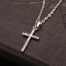 Fashion Female Cross Pendants dropshipping Gold Black Color Crystal Jesus Necklace Jewelry For Men/Women Wholesale