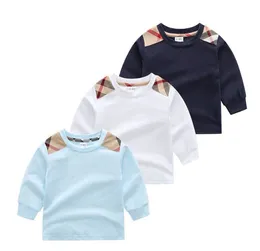 Vår Höst Baby Boys Girls T-shirts Barn Långärmad T-shirt Tenn-down Collar Childern Bomull Casual Shirt Child Pullover Girl Sweatshirts, 1-7Years