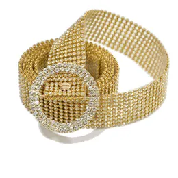 115cm Brilliant Women's Belt Waist Chain 10 Rader Full Diamond Rhinestone Crystal Belt Luxury Large Party Waist Belt G220301