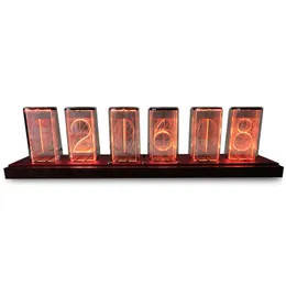 Andra klocktillbehör Luxur LED Digital Clock Nixie Tube Wifi Network Desk Alarm RGB Desktop Wood Electronic Watch Silent Gift