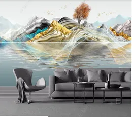 壁紙Papel de Parede Chinese Style Modern Abstract Ink Landscap 3D Wallpaper Mural、Living Room TV Wall Bedroom Papers Home Decor