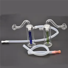 Bernstein/blau/gr￼n billig protable Mini -Glas￶l -Brenner -Rig Bong mit 10 mm Glas Daunen ￖlsch￼ssel Rauchen Wasserglas Bong