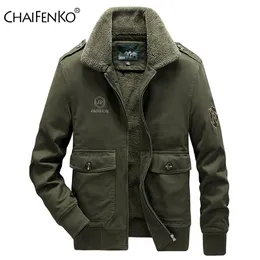 Chaifenko Bomber Jacket Parkaコートメンズウィンター暖かい厚いフリースの毛皮襟ミリタリーブランド陸軍戦術6xl 211217