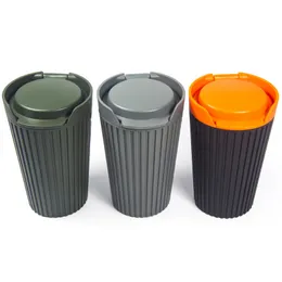 Plastic ashtray with cover stripe unbreakable decorative ashtrays container for cigarette tobacco smoking accessories