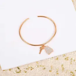 New Hot Brand Cuff Bangle Pure 925 Sterling Silver Jewelry For Women Open Design Rose Gold Key Lock Thin Bracelet Charm Top Quality