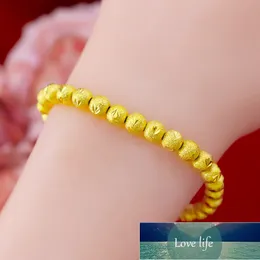 Braceletes de cor de ouro amarelo para mulheres 5mm grânulos Chain Bangle pulseira pulseira pulseira femme casamento de nupcial acessório de jóias