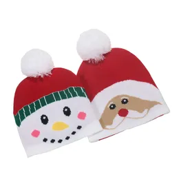 Julkepsar Sväll Santa Snowman Stickad Beanie Hat med POM Cartoon Patteren Julklapp till barn Nyårs leveranser