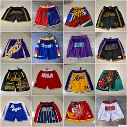 2021 Team Basket Short City Version Just Don Bear Sport Shorts Hip Pop Byxa Med Pocket Dragkedja Träningsbyxor Lila Vit Svart Blå Gul