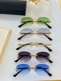 高級デザインCTサンメガネユニセックスグラデーションリムレスサングラスUV400 54-18-145丸楕円レンズ純粋なチタン女性男性ゴーグル眼鏡眼鏡のフルセットケース
