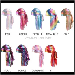 Fashion Womenmen Silk Laser Satin Durags Bandanna Turban Wigs Male Headwear Female Headband Pirate Hat Styling Tool 10Pcs Ltnni Access Pqznt