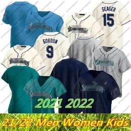 2021 2022 24 Ken Griffey Jr. Baseball Jersey Suzuki Ichiro Felix Hernandez Edgar Martinez Mitch Haniger Kyle Seager Marco Gonzales Uomo Personalizzato Jerseys