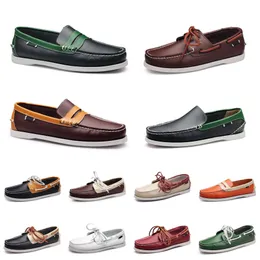 Skor avslappnad mode läder topmen loafers utomhus sneakers botten lågklippt klassiskt trippel svart orange gr