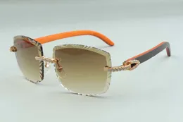 2021 Designers Sunglasses 3524023 Diamantes médios cortes de lente natural híbrido templos de madeira óculos, tamanho: 58-18-135mm
