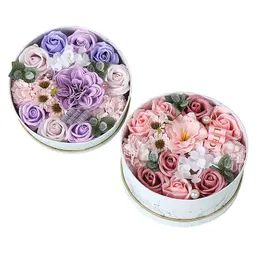 DHL FREE Valentine's Day Gift Toy Round Artificial Soap Flower Gift Box For Girl Friend Mother YT199501