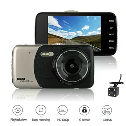 4 tum dubbel linsbil DVR 1080p Dash Cam Video Recorder med LED Night Vision Baksyn Camcorder Auto Camera T5