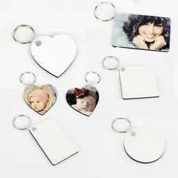 Blank Sublimation Wooden Keychain Party Favor Portable Double Sided Thermal Transfer Key Chain DIY Keyring Pendant Creative Gift ring