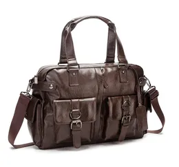 Män affärsresor handväskor högkvalitativa kvinnor läder läder casual duffle pås säck de reser stora kontor crossbody väskor för man