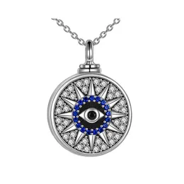 Silver mode Rhinestone Eye Pendant Halsband för kvinnor Bohemisk charm rund halsband Turkiska smycken