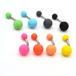 Belly Bar Piercing Candy Navel Round Ball Curved 14G Cute Fashion Body Jewelry Women Girl Colorful