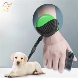 Wrist Pet Rope Handsfree Dog Traction Telescopic Topes Auto Retractable s s Dual Leash 210712