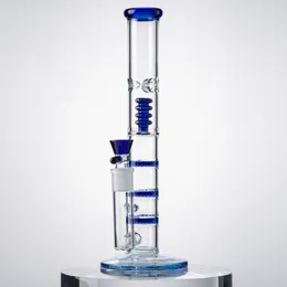 12 Inch Blue Green Clear Hookahs Triple Comb Glass bongs Birdcage Perc Water Pipe Bongs 18mm Female Joint Oil Dab Rigs With Bowl HR316 5mm Thick Pipes HR316