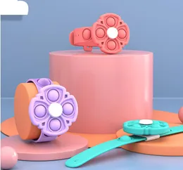 Barn gåva sensory dekompression leksak roterande armband fidget leksaker pack för barn favoriserar mini enkel dimple siffror push bubbla popping silikon armband kille och tjej
