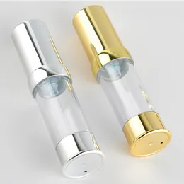 5ml 10ml 30ml Botellas de bomba vacías Oro Plata 15ml Botella sin aire para emulsión cosmética Esencia Cosméticos Contenedor