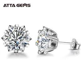 Attagems Klasik 100% 925 Ayar Gümüş 2.0CT Moissanit Taş Yıldönümü Düğün Küpe Güzel Takı Hediye Toptan