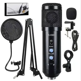 Microfone condensador usb s690 com suporte de braço microfone para pc adequado para gravação em estúdio cantando