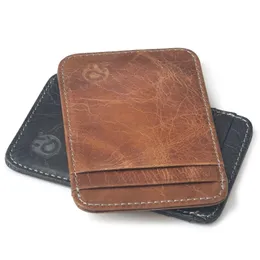 Wallets Fashion 100% Genuine Leather Thin Bank Case Mini Card Wallet Men Bus Holder Cash Change Pack Business ID Pocket