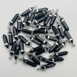 Natursten Crystal Pillar Charms Black Onyx Opal Rose Quartz Chakra Pendants För Smycken Göra DIY Halsband Örhängen