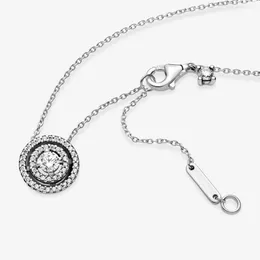 2021 100% 925 Sterling Silver Łańcuchy Naszyjnik Sparkling Double Halo Collier Naszyjniki Dla Kobiet Fit Charms Wisiorki DIY Prezent Biżuteria 399414C01