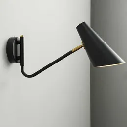 Przemysłowy regulowany z przełącznikiem lampy ścienne Kreatywny czytanie nocne Vintage Retro LED E27 Światła ścienne Wskazówki Czarne Gold 210724