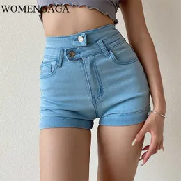 WOMENGAGA American Retro Girl Pants Design Is Thin And Elastic All-match Denim Short Short Jeans FIUJ 210603