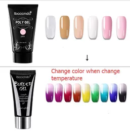 2021 Nya 6Colors Temperaturförändring 30 ml Poly Nail Gel Set UV Varnish Polish Art Kit Snabbbyggnad för tillägg Manikyr1