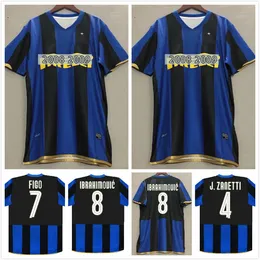 2008 2009 Retro Soccer Jersey 08 09 Figo Ibrahimovic J.Zanetti Sneijder Muntari Quaresma Milito Home Classic Vintage Football Shirt