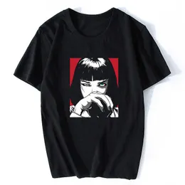 Quentin Tarantino Pulp Fiction Mia Vintage mężczyźni/kobiety moda męska bawełna film 90S T-shirt Streetwear Punk Rock estetyczne ubrania X0621