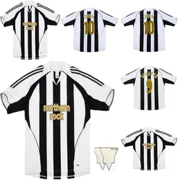 Top 2005 06 Retro Soccer Jerseys Geordie # 9 Shearer Home Schwarz Weiß # 15 Faye # 10 Owen 05 06 Classic Football Shirt