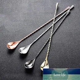 4 Color Fashion Bright Stainless Steel Mixing Cocktail Spoon Long Handled Spiral Pattern Bar Bartender Tools 30 cm