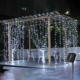 LED Outdoor Solarlampe String Lights Vorhang Girlande für Jahr Weihnachten Dekorationen Solar Garten Fairy Light Wasserdicht 211015