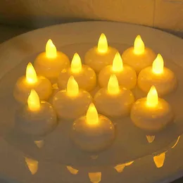 Flameless Floating Candle Waterproof Flickering Tealights Warm White Led Candles for Pool SPA Bathtub Wedding Party Dinner Decor H1222
