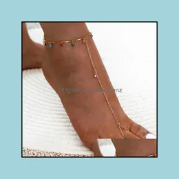 Anklets smycken S1654 Enkel stycke Ankletkedja Ankelarmband Summer Pärlor Dangle Beach Chains Fotring Drop Delivery 2021 Ryoaz