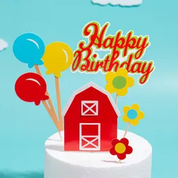 다른 축제 파티 용품 다채로운 집 나무 행복 한 생일 케이크 toppers 소년을위한 소녀 어린이 날 베이킹 사랑스러운 아이 선물