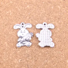 60st Antik Silver Bronze Plated Rabbit Bunny Morot Påsk Charms Pendant DIY Halsband Armband Bangle Fynd 21 * 15mm